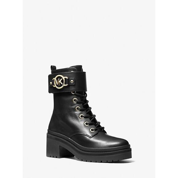 Michael Kors Women's Rory Faux Leather Combat Boot, Black Size 7M - Picture 3 of 5